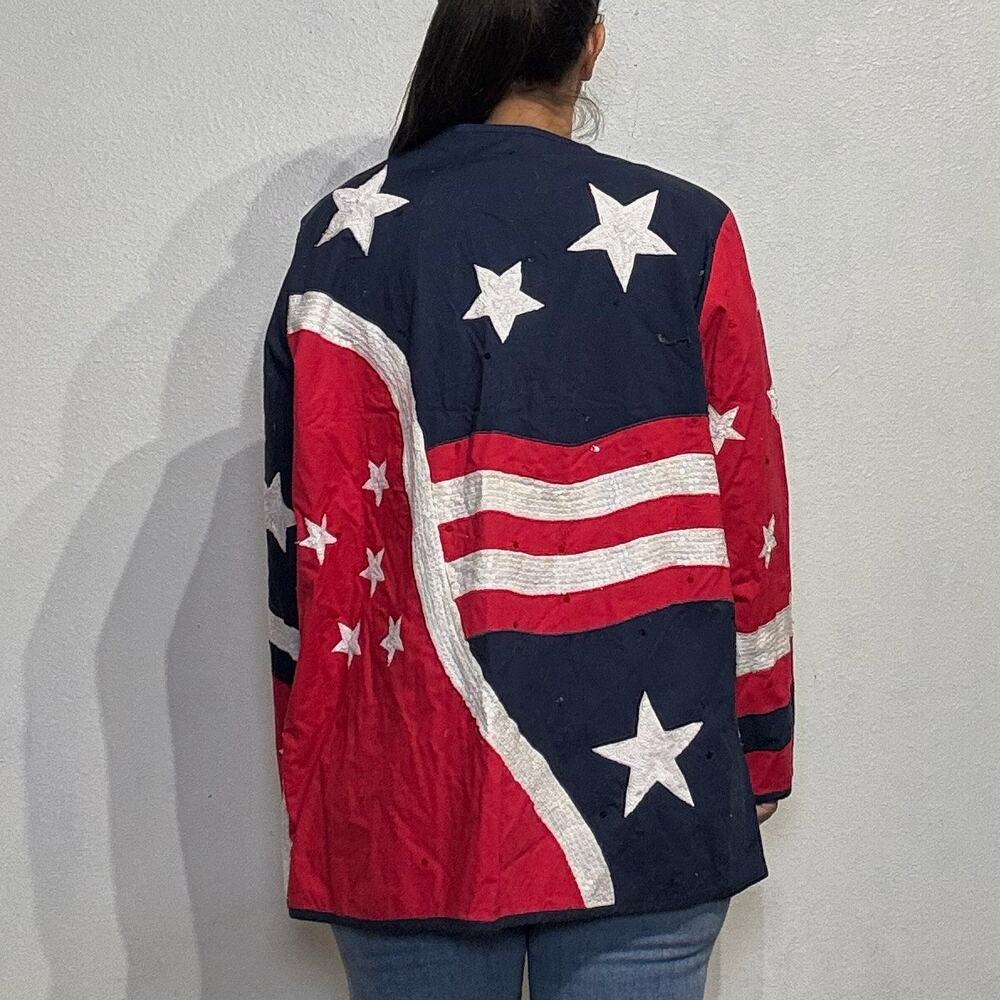 The Quacker Factory Patriotic Sequins Vintage Jacket Sz 1X - Picture 10 of 12